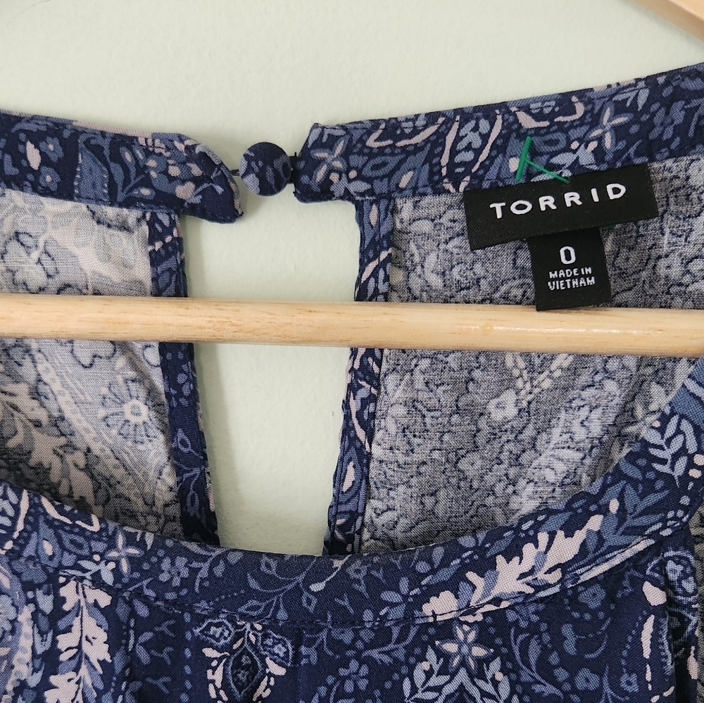 Torrid Blue Paisley Dress Sz 0 - Picture 3 of 5
